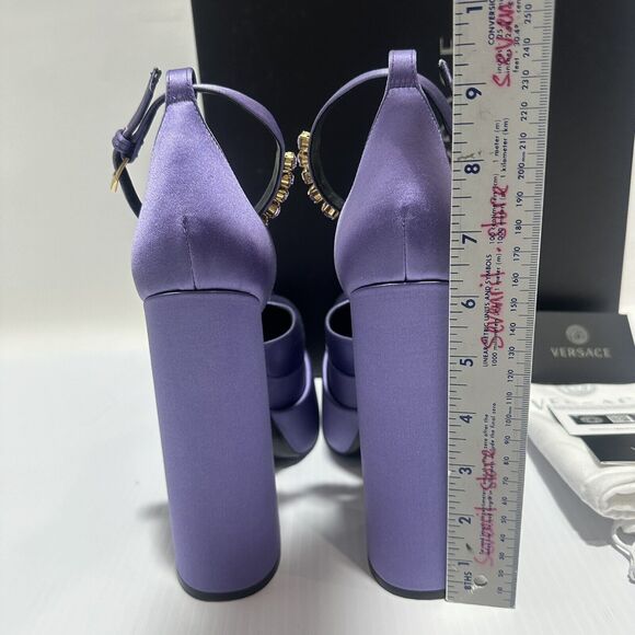 Versace Aevitas IT 37 US 7 Platform Purple Orchid Satin Pump Crystal NWB $1,575 - Picture 9 of 14